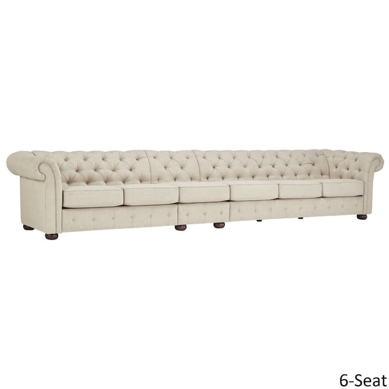 Knightsbridge Beige Linen Tufted Chesterfield Modular Sofa by iNSPIRE Q Artisan
