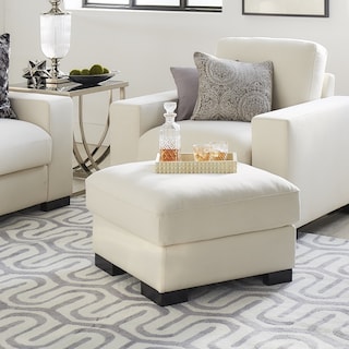 Lionel White Cotton Fabric Down-Filled Ottoman by iNSPIRE Q Artisan