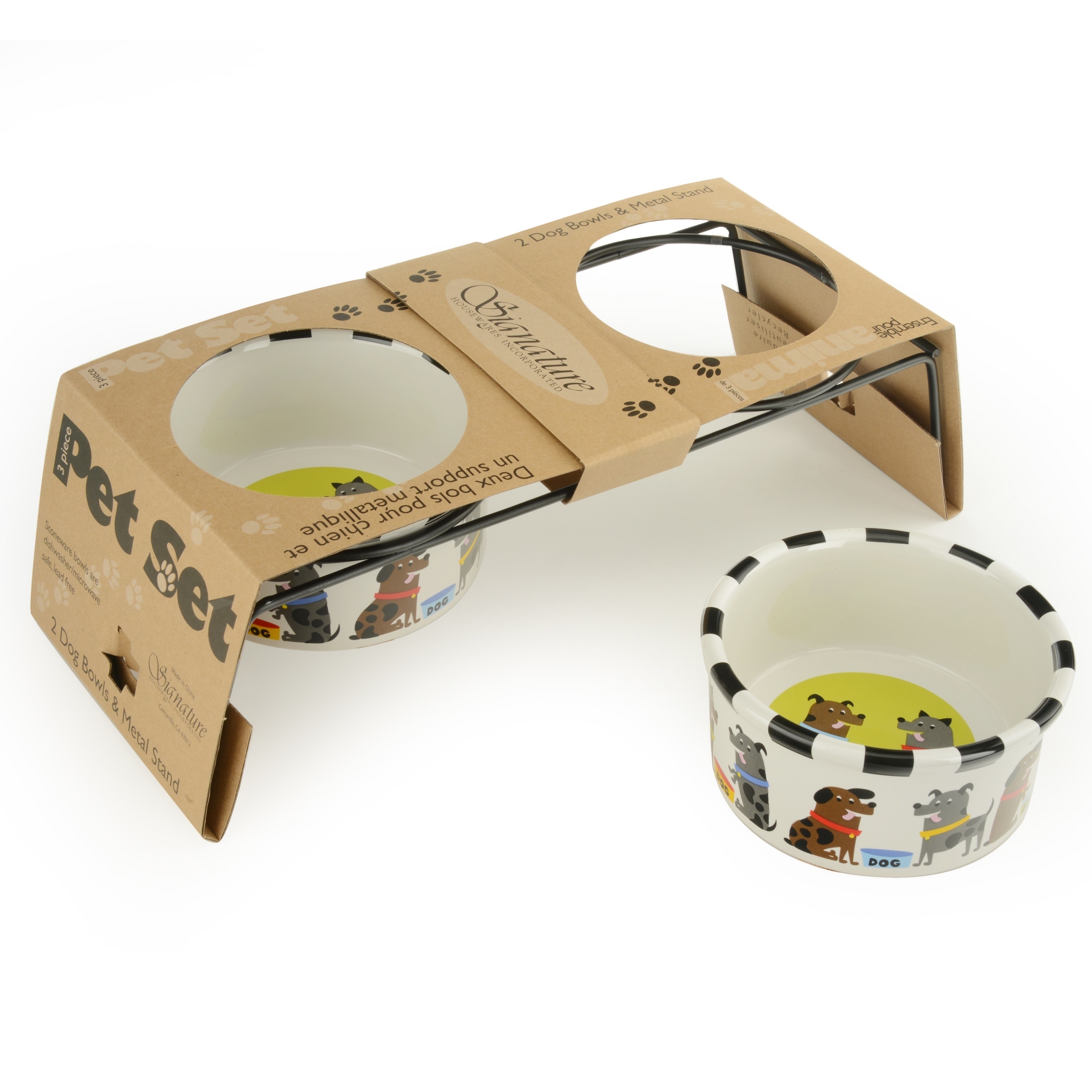 dog bowl set with stand