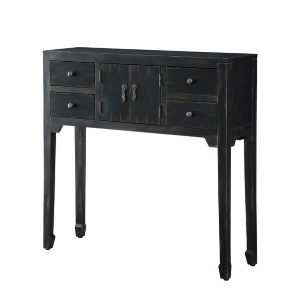 Powell M Black Wood Oriental Contemporary Console