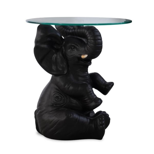 Shop Powell Black Resin and Glass Ernie Elephant Accent ...