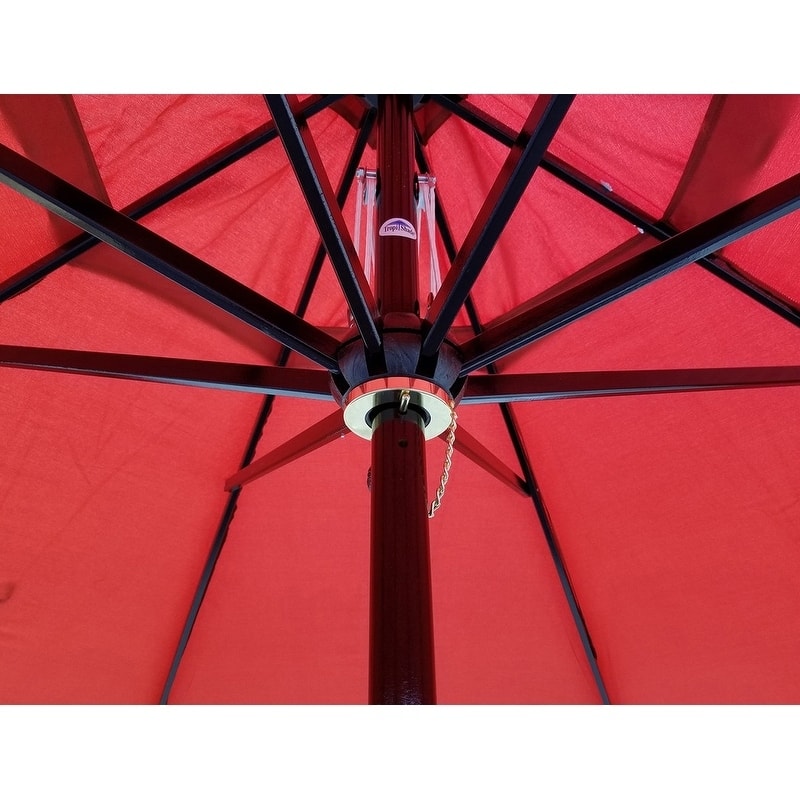 TropiShade 11 ft. Dark Wood Market Umbrella with Brick Red Olefin Cover