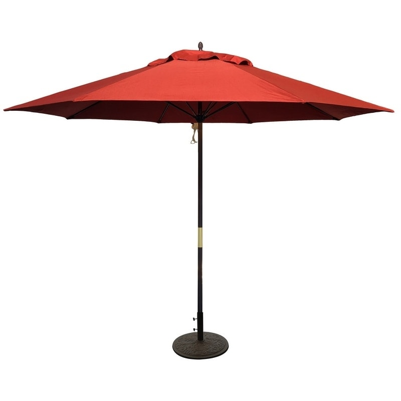 Shop Black Friday Deals On Tropishade 11 Ft Dark Wood Market Umbrella With Brick Red Olefin Cover Overstock 14046173