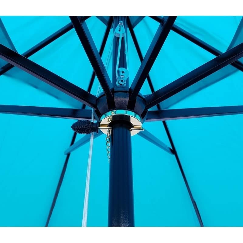 TropiShade 11 ft. Dark Wood Market Umbrella with Turquoise Olefin Cover