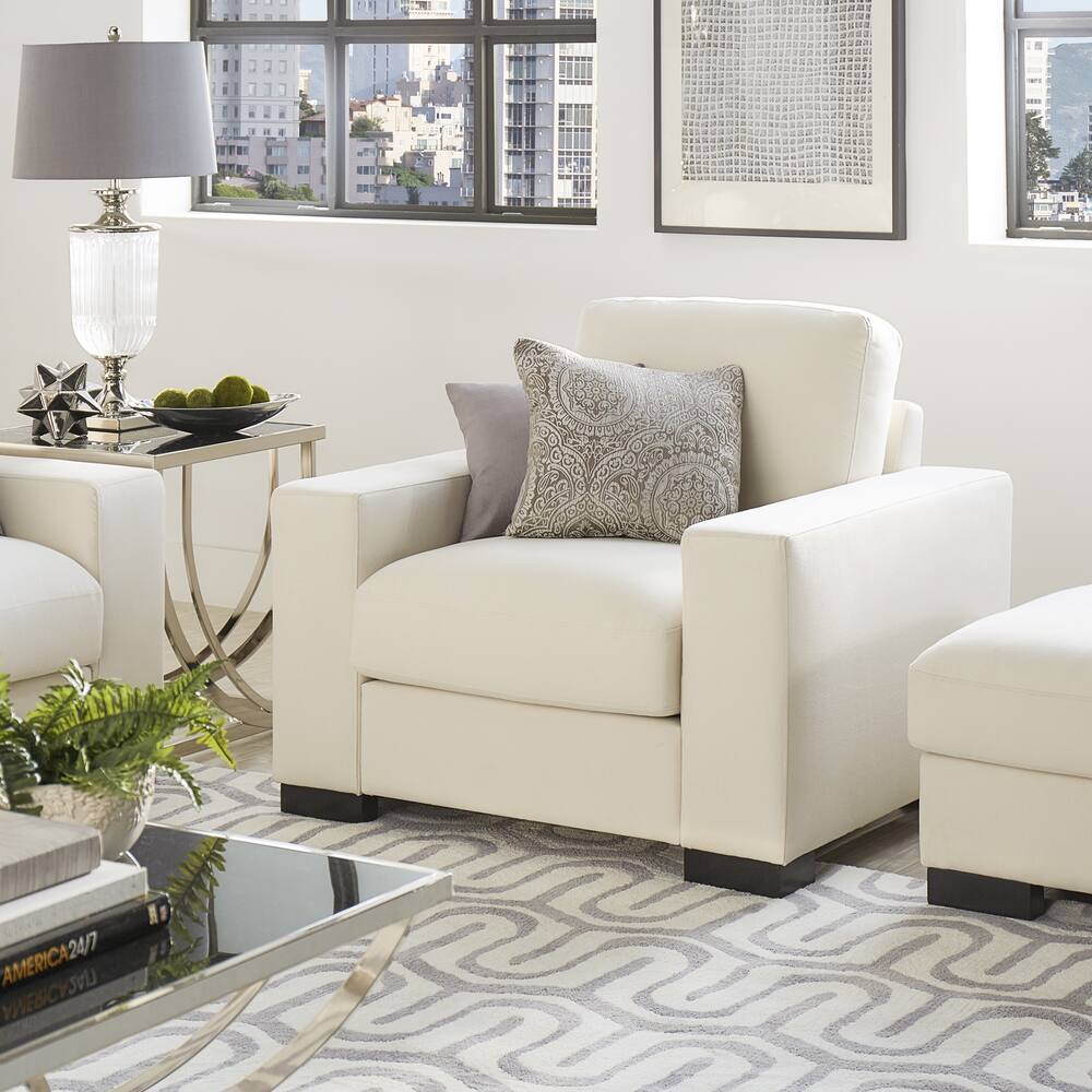 Lionel White Cotton Down Filled Fabric Chair by iNSPIRE Q Artisan