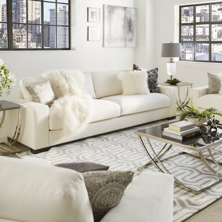 Lionel White Cotton Down-Filled Extra-Long Sofa by iNSPIRE Q Artisan