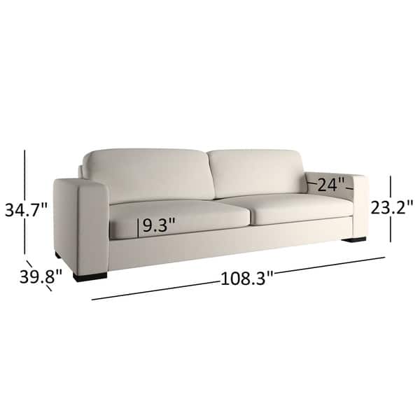 Lionel White Cotton Down Filled Extra Long Deep Seat Sofa By Extra Long Deep Seat Sofa