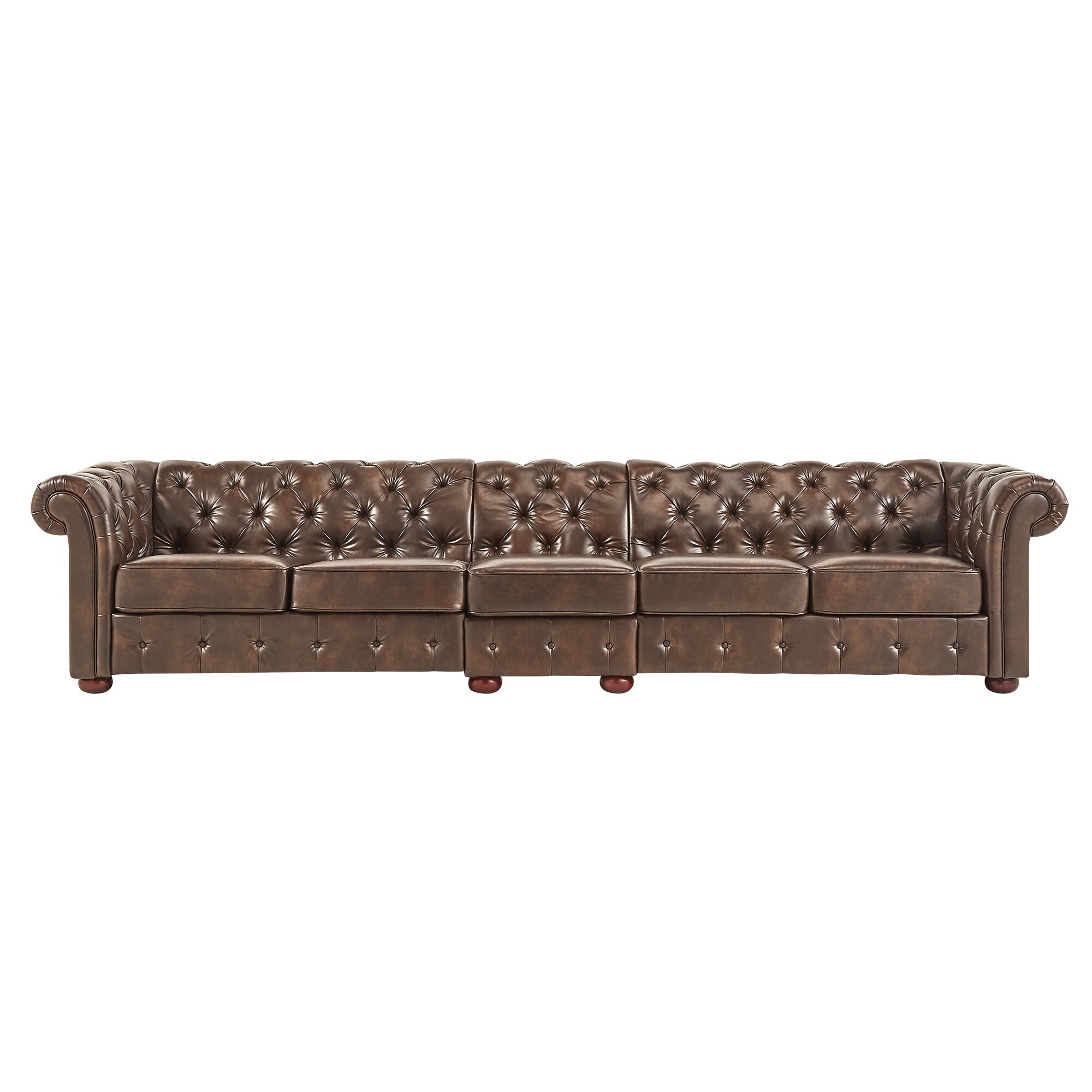 Knightsbridge Bonded Leather Oversize Extra Long Tufted Chesterfield Sofa By Inspire Q