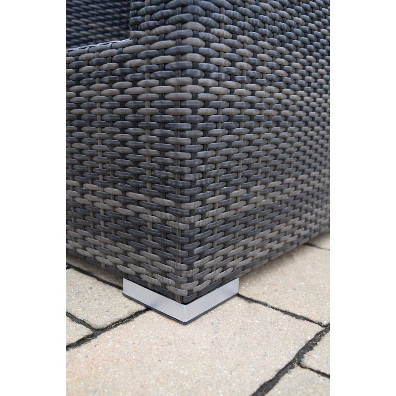 Kalapana Resin Wicker Cushioned Sectional Set with Deep Seat Sofa in Black