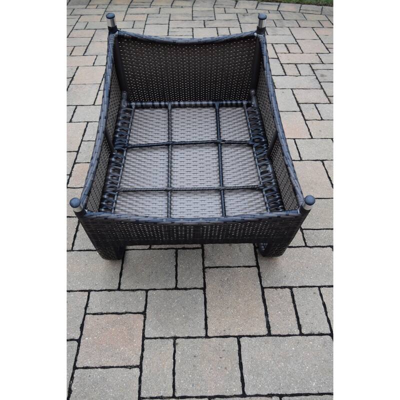 Kalapana Resin Wicker Cushioned Sectional Set with Deep Seat Sofa in Black