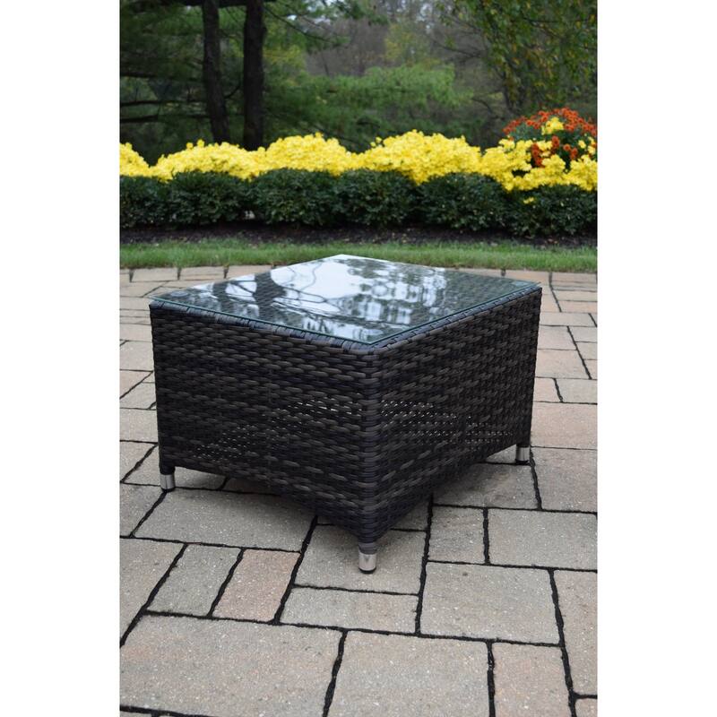 Kalapana Resin Wicker Cushioned Sectional Set with Deep Seat Sofa in Black