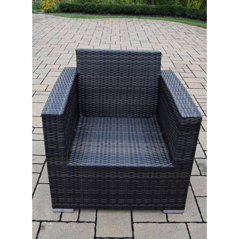 Kalapana Resin Wicker Cushioned Sectional Set with Deep Seat Sofa in Black