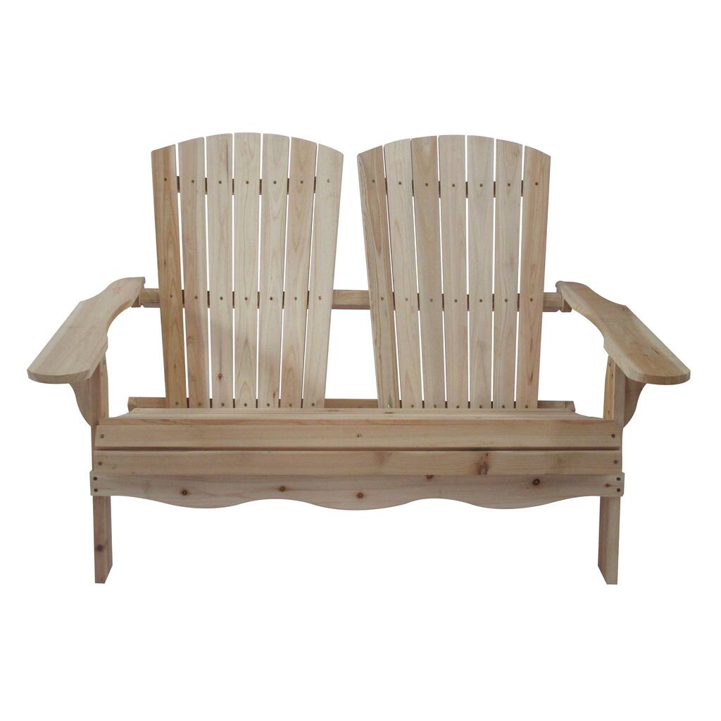Natural Wood Folding Double Adirondack Bench