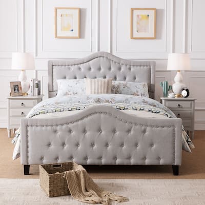 Virgil Queen-size Upholstered Tufted Bed by Christopher Knight Home