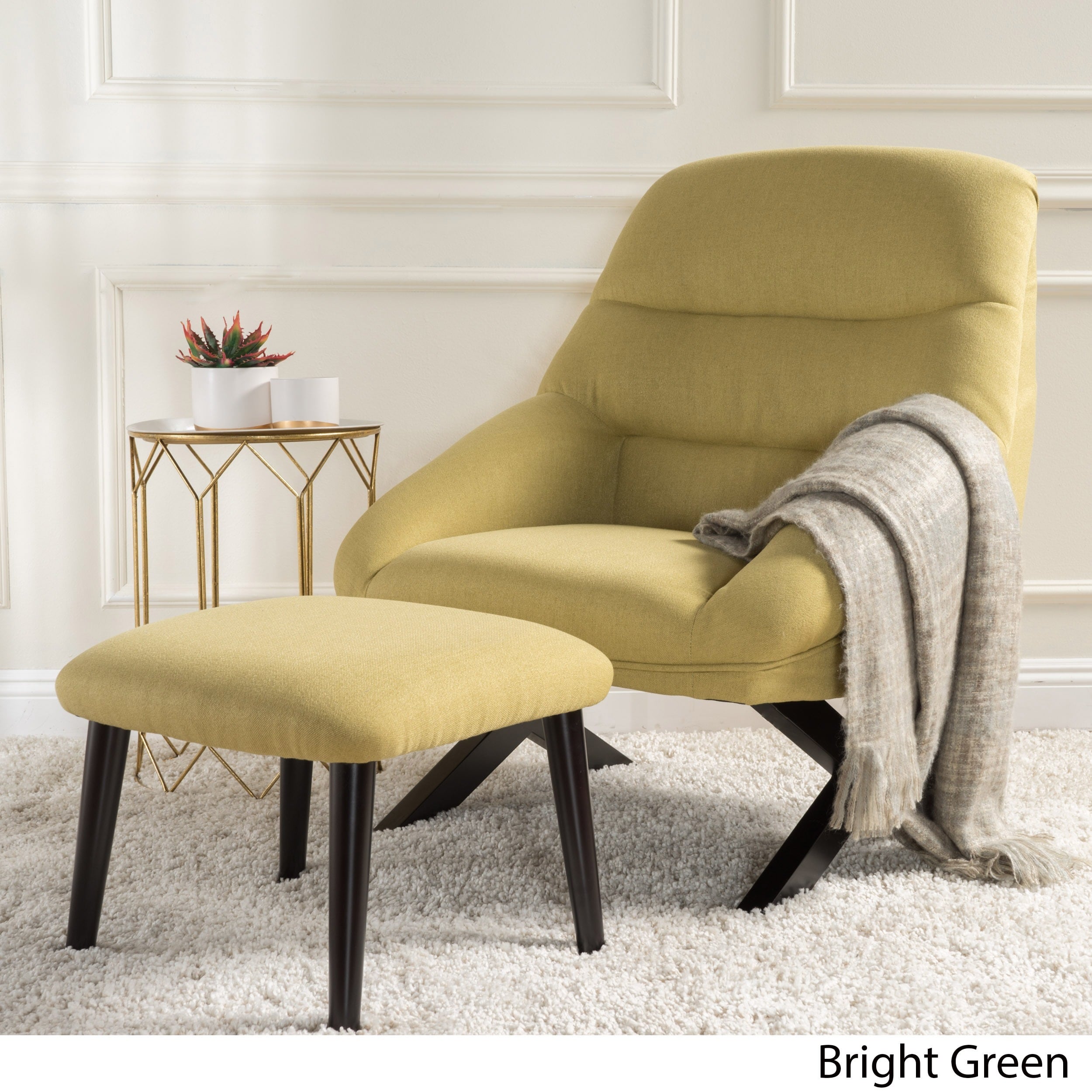 Mathias Mid Century Fabric Accent Chair With Ottoman By Green Mathias Mid Century Fabric Accent Chair With Ottoman By Green
