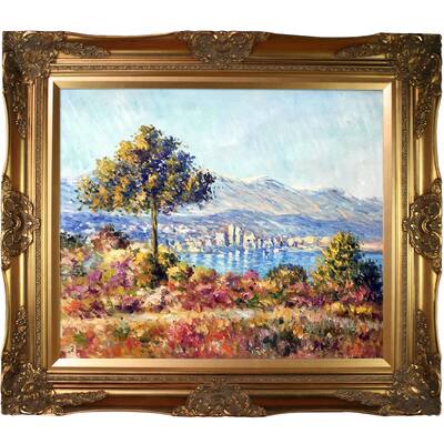 La Pastiche Claude Monet 'Antibes, 1888' Hand Painted Framed Oil Reproduction on Canvas