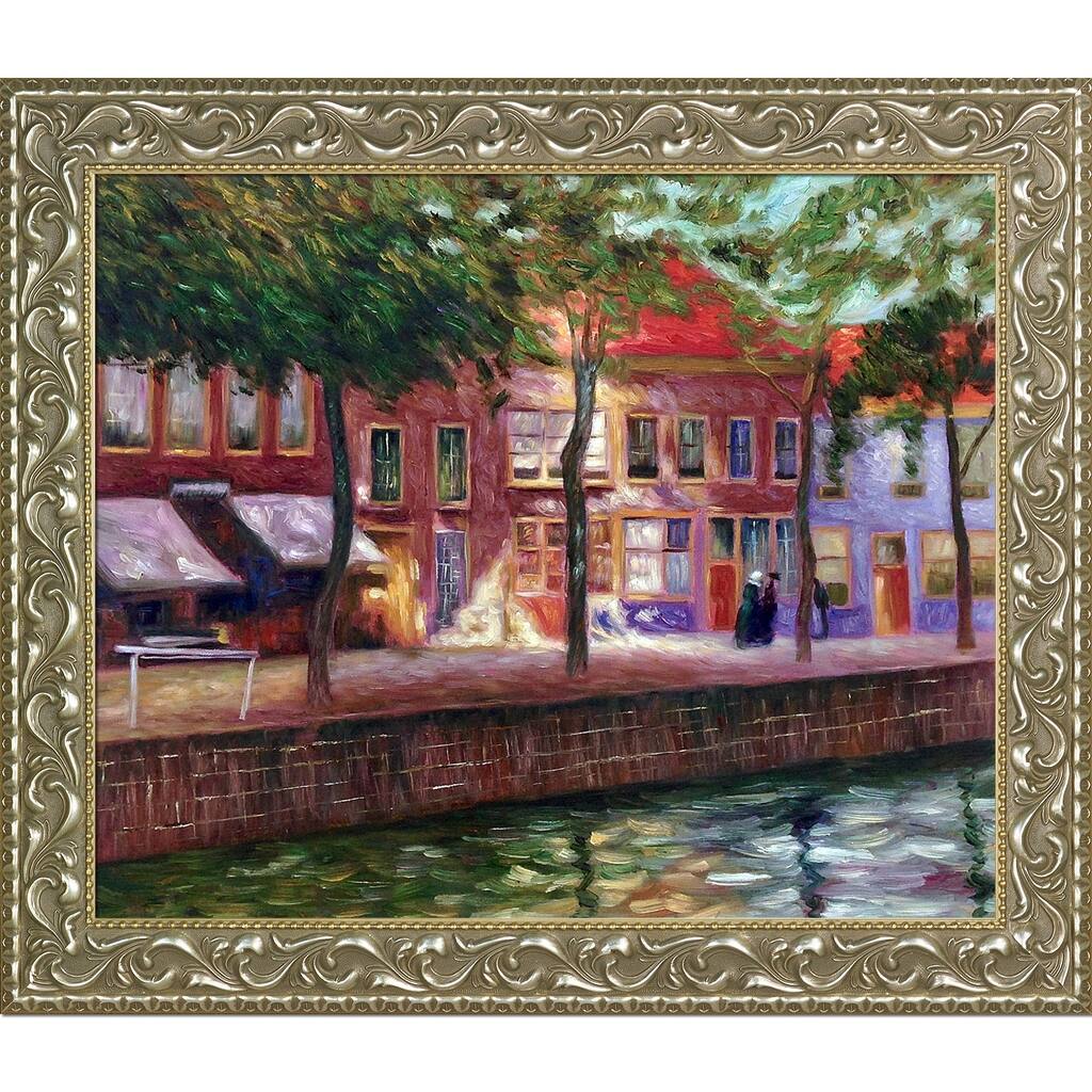 La Pastiche Emile Claus 'Canal in Zeeland, 1896-1899' Hand Painted Framed Oil Reproduction on Canvas