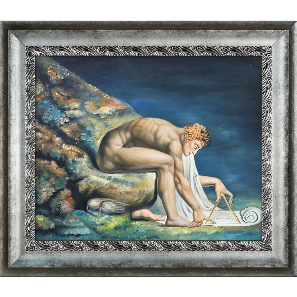 La Pastiche William Blake 'Newton (1795-1805)' Hand Painted Framed Oil Reproduction on Canvas