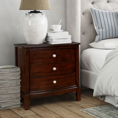 Kami Transitional Cherry Solid Wood 3-Drawer Nightstand by Furniture of America