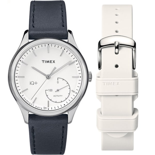 timex black leather watch