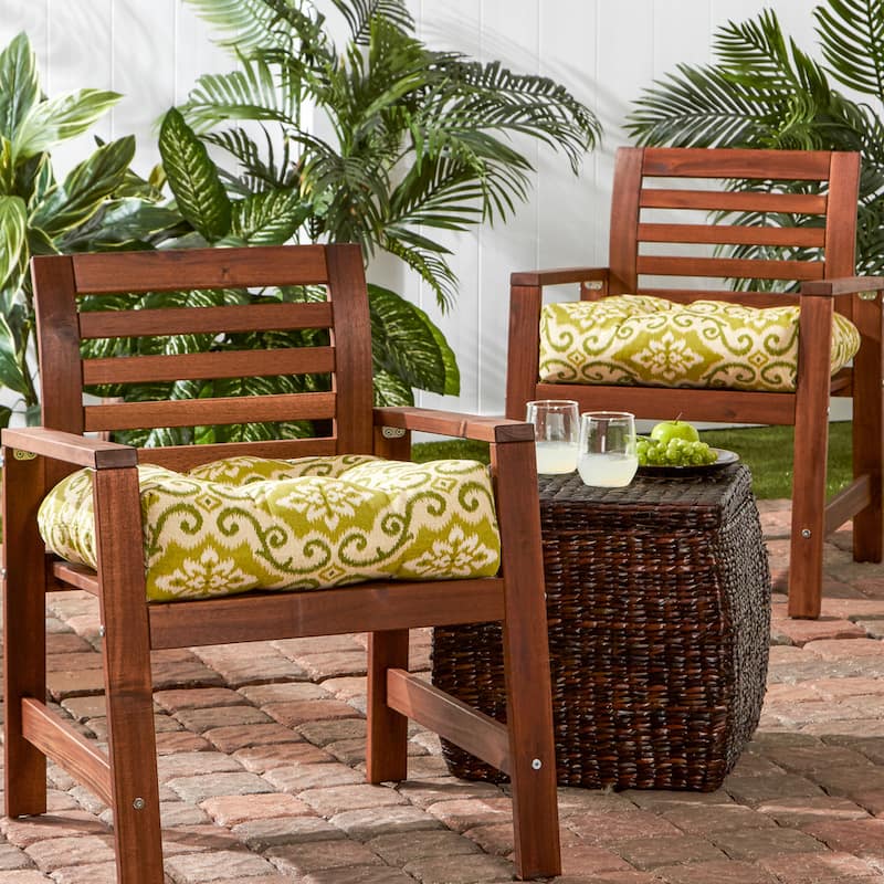 Shoreham 20-inch Outdoor Green Ikat Chair Cushion (Set of 2)