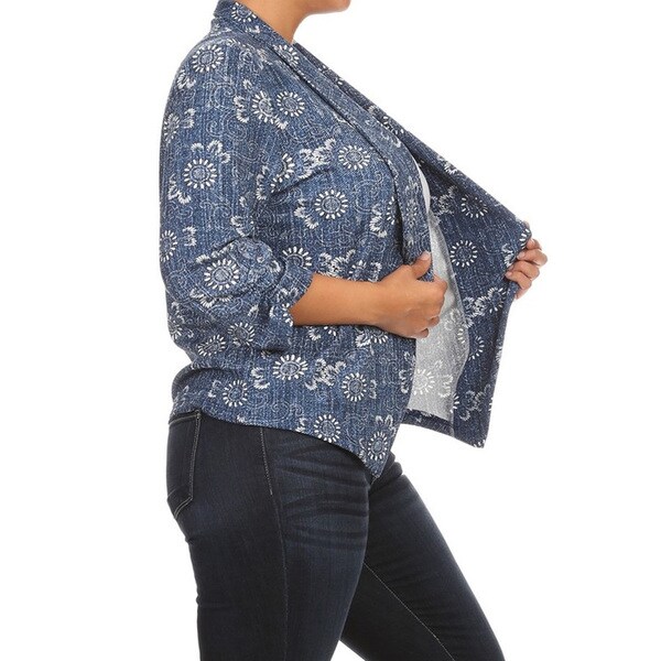 plus size denim off the shoulder jacket