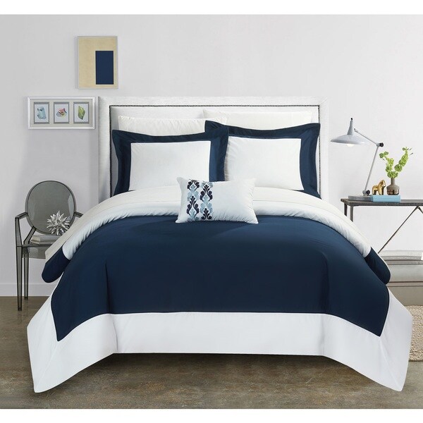 Chic Home 4 Piece Uma Navy Reversible Duvet Cover Set On Chic Home 4 Piece Uma Navy Reversible Duvet Cover Set