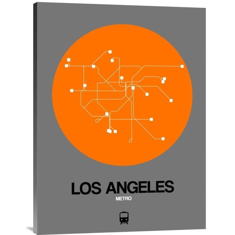 Naxart Studio 'los Angeles Orange Subway Map' Stretched Canvas Wall Art 