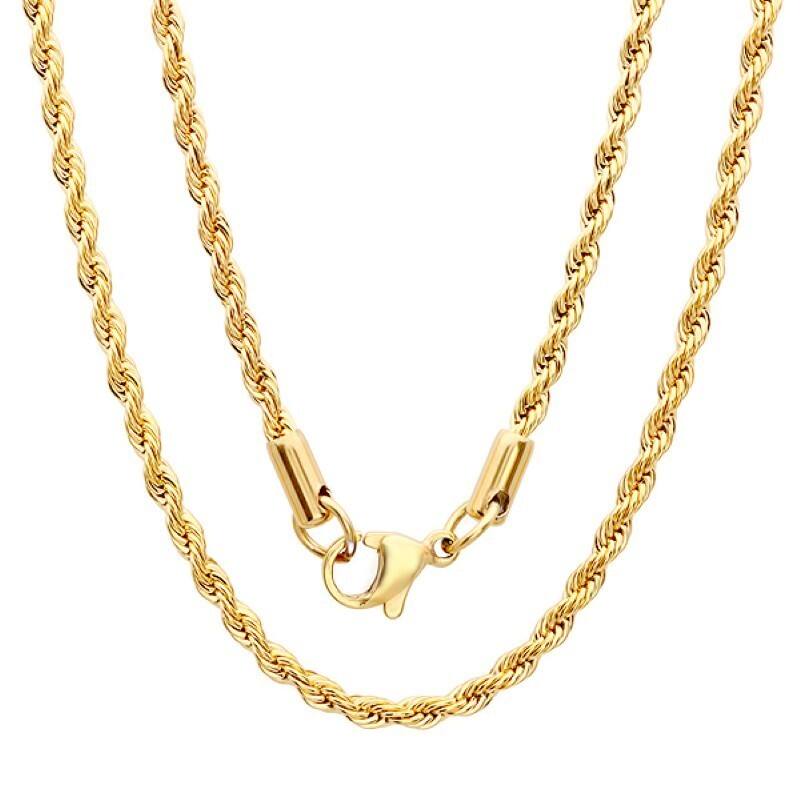 Steeltime Men's Gold Tone Rope Chain Necklace