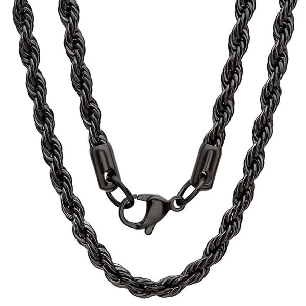 Shop Black Stainless Steel Men's IP Rope Chain Necklace On Sale Free Shipping On Orders Over