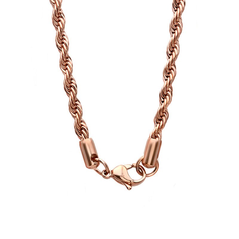 ANAZOZ Jewelry Stainless Steel Chain Necklaces Mens Engagement Rose Gold Round Shape 41 cm