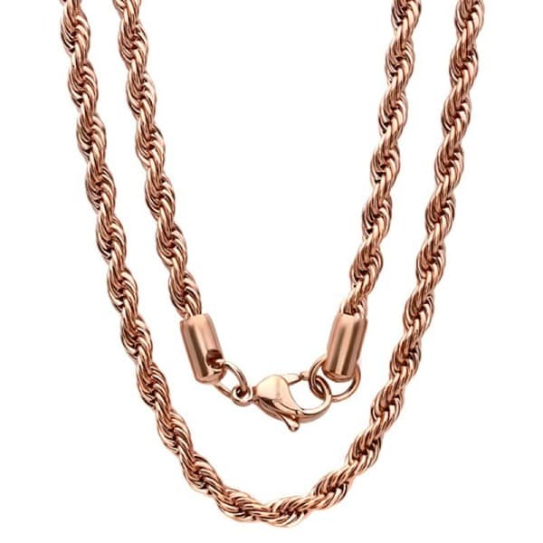 Shop Steeltime Men&#39;s Thick Rose Gold Tone Rope Chain - On Sale - Overstock - 14053124