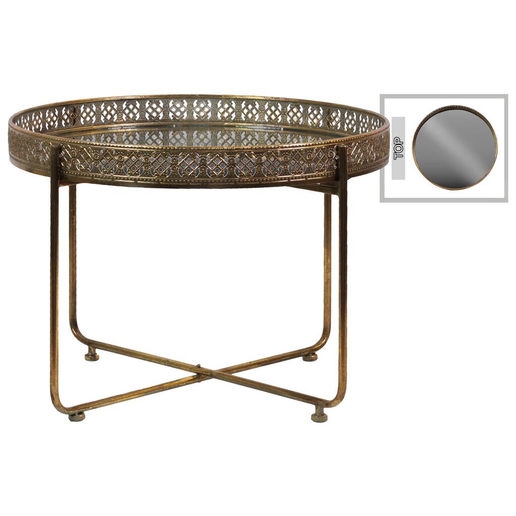 Antique Gold Round Cocktail Table