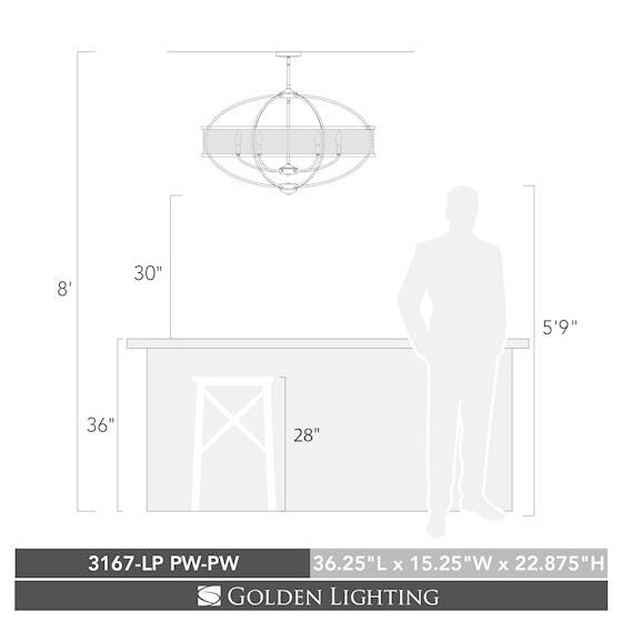 Colson PW Linear Pewter-finish Pendant Light