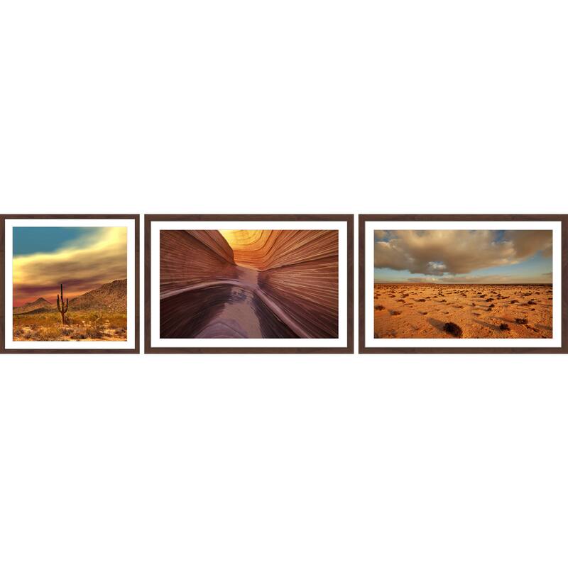 Marmont Hill - Handmade Desert Views Triptych - Multi-Color