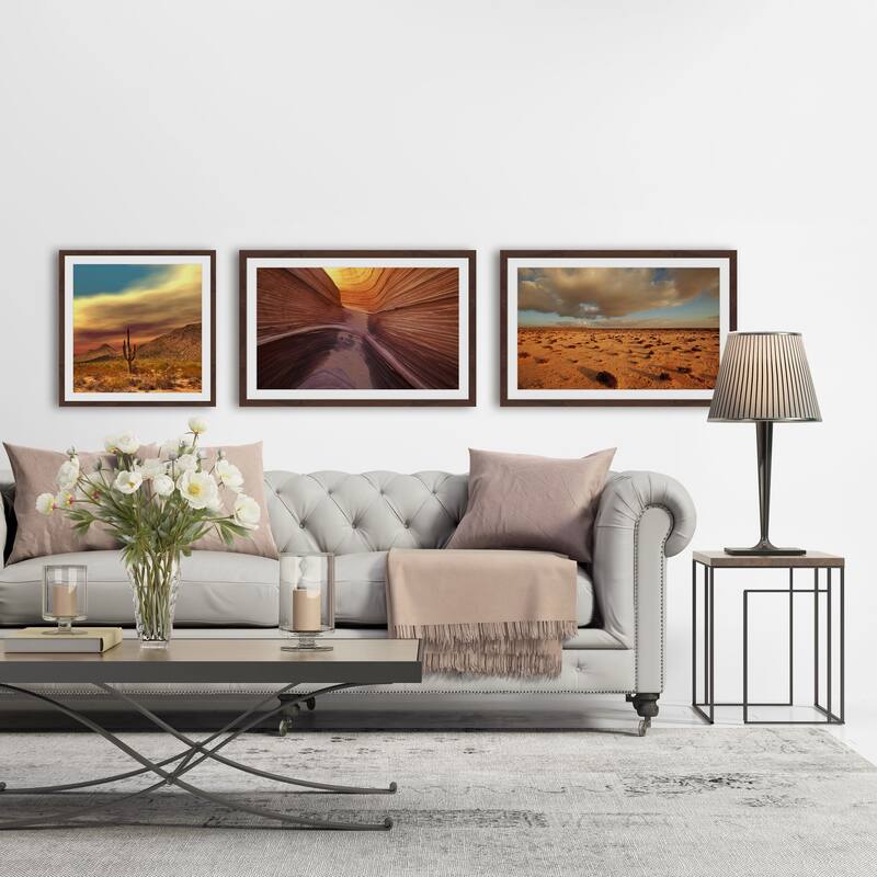 Marmont Hill - Handmade Desert Views Triptych - Multi-Color