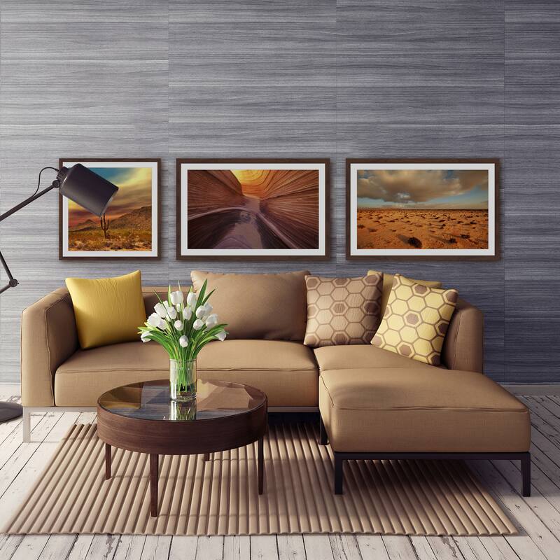 Marmont Hill - Handmade Desert Views Triptych - Multi-Color