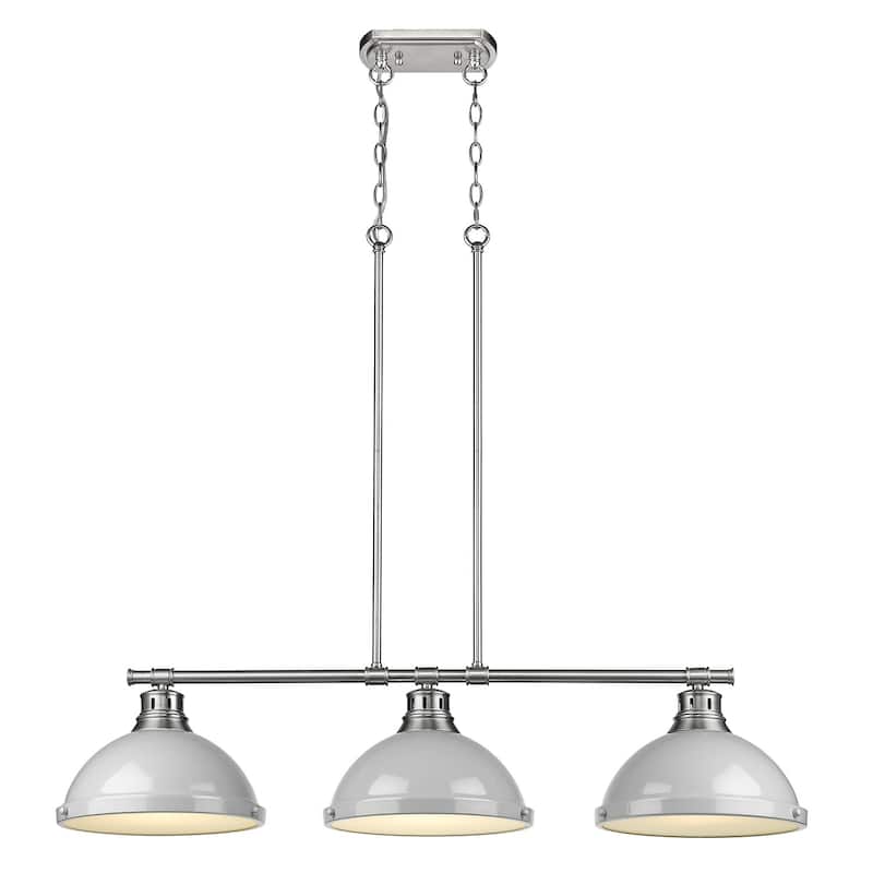 Duncan 3-light Linear Pendant in Aged Brass with Aged Brass Shades
