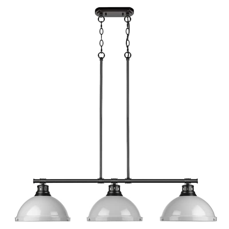 Duncan 3-light Linear Pendant in Aged Brass with Aged Brass Shades