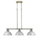 preview thumbnail 10 of 32, Duncan 3-light Linear Pendant in Aged Brass with Aged Brass Shades