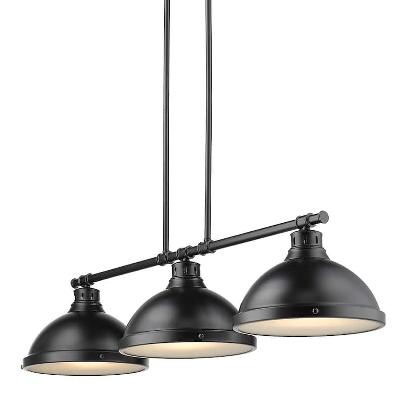 Duncan 3-light Linear Pendant in Aged Brass with Aged Brass Shades