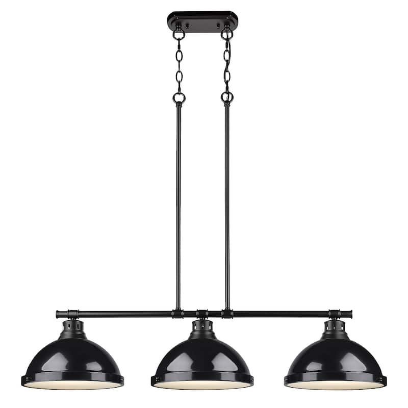 Duncan 3-light Linear Pendant in Aged Brass with Aged Brass Shades
