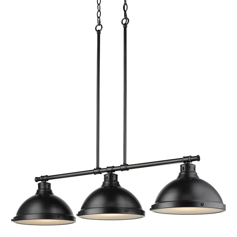 Duncan 3-light Linear Pendant in Aged Brass with Aged Brass Shades