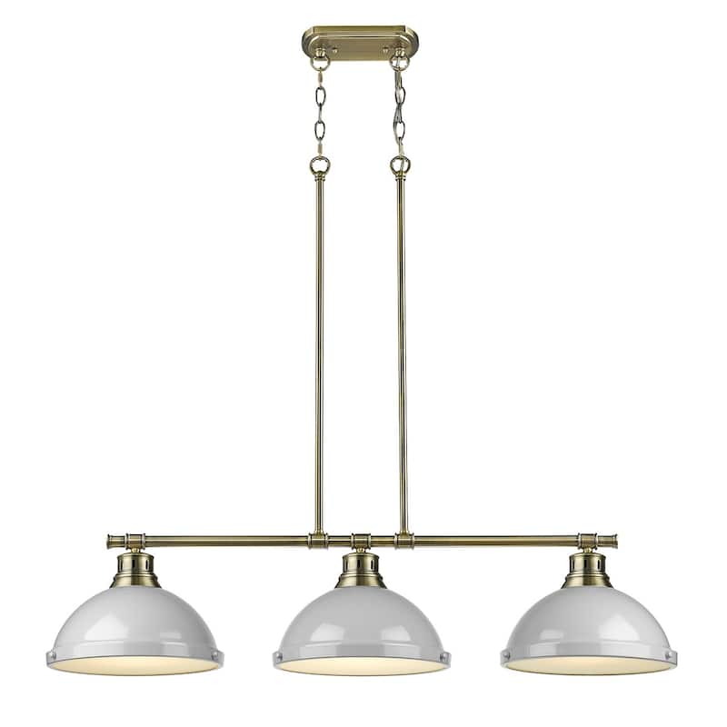Duncan 3-light Linear Pendant in Aged Brass with Aged Brass Shades
