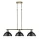 preview thumbnail 7 of 32, Duncan 3-light Linear Pendant in Aged Brass with Aged Brass Shades
