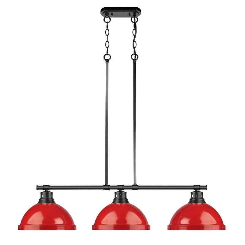 Duncan 3-light Linear Pendant in Aged Brass with Aged Brass Shades