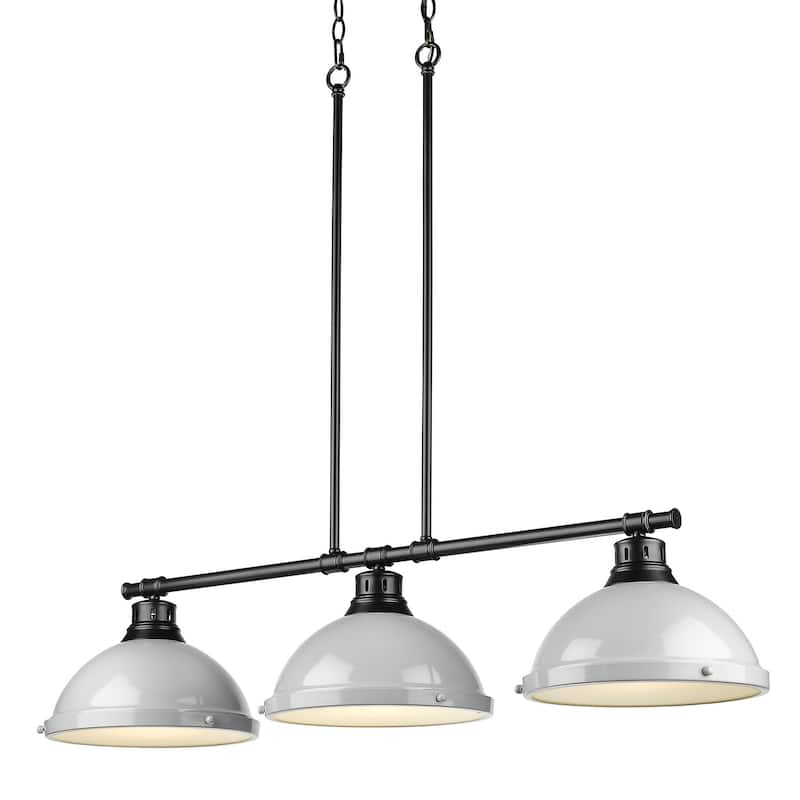 Duncan 3-light Linear Pendant in Aged Brass with Aged Brass Shades