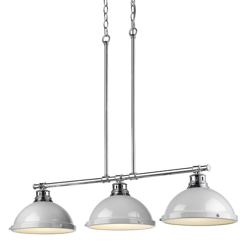 Duncan 3-light Linear Pendant in Aged Brass with Aged Brass Shades