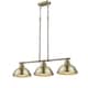 preview thumbnail 5 of 32, Duncan 3-light Linear Pendant in Aged Brass with Aged Brass Shades