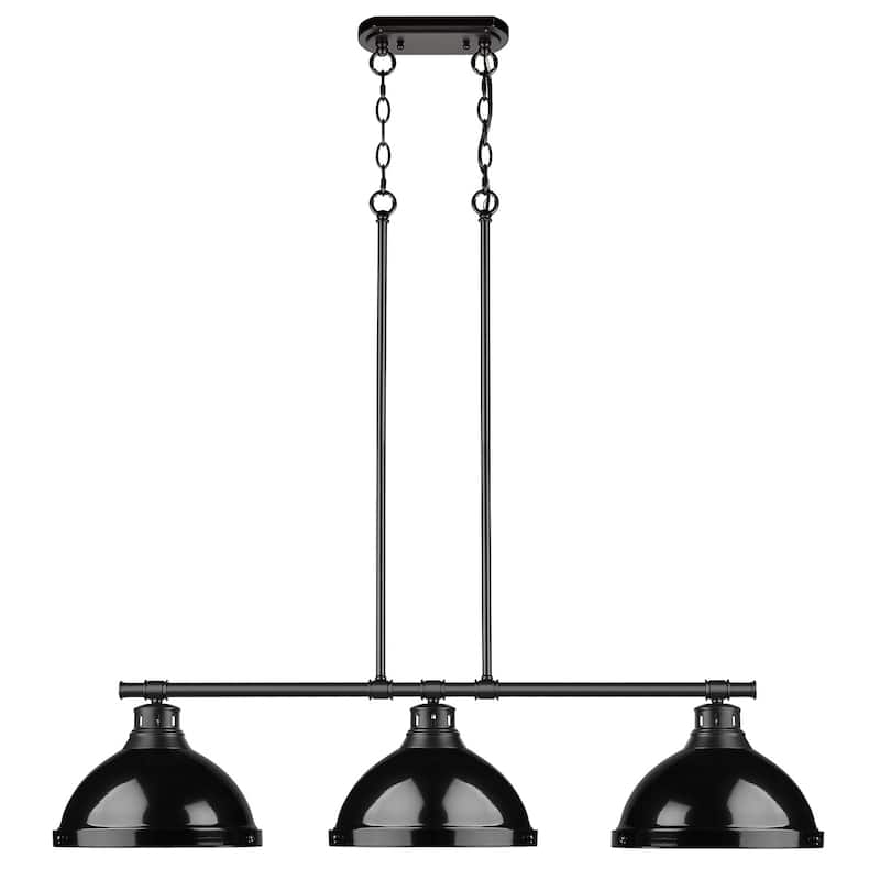 Duncan 3-light Linear Pendant in Aged Brass with Aged Brass Shades